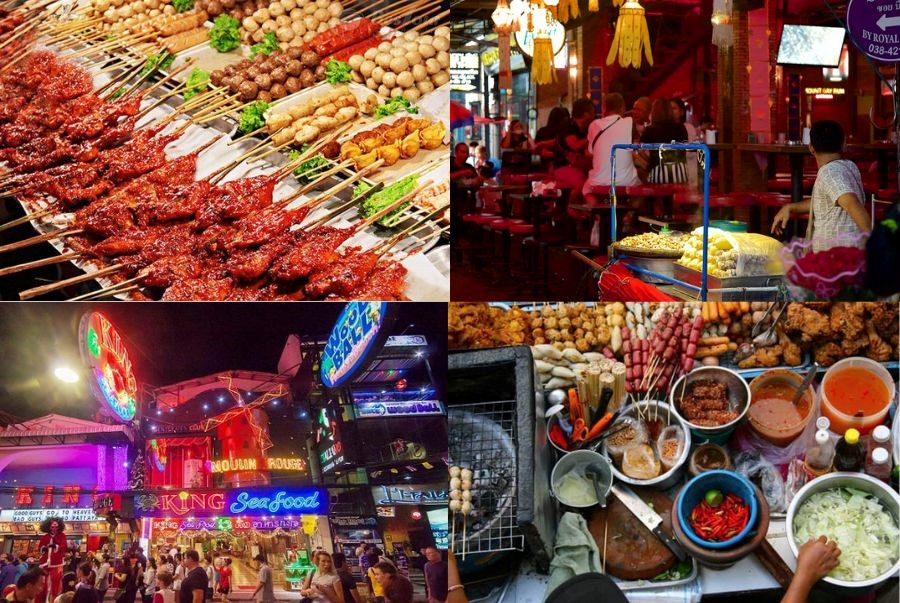 Phố đi bộ Pattaya với vô số món ngon từ ẩm thực Thái đến hương vị quốc tế