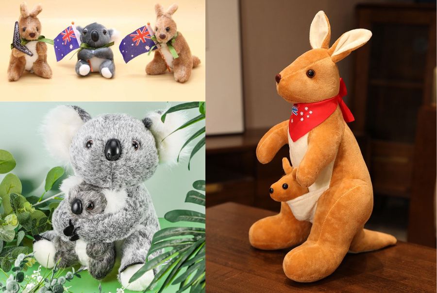 Một số các mẫu thú nhồi bông mang hình biểu tượng của nước Úc