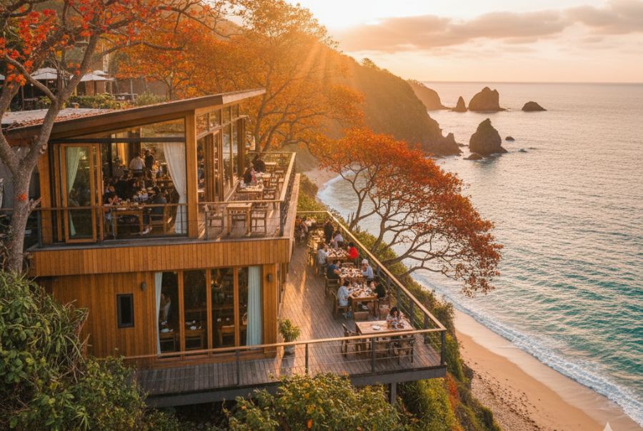 Ngồi từ các quán cafe Kenting ở phía Nam Đài Loan, du khách sẽ được chiêm ngưỡng bờ cát trắng mịn và làn nước trong xanh