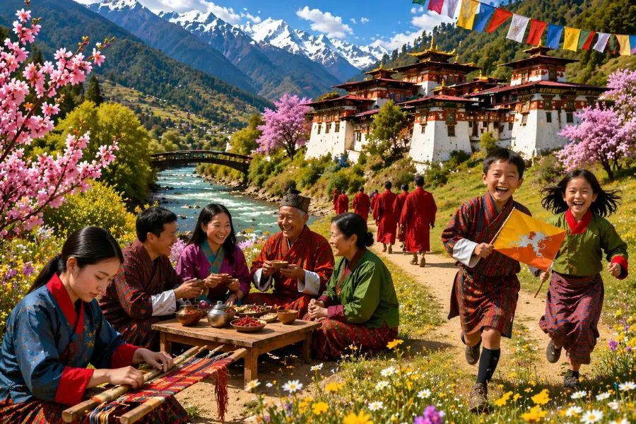 Bhutan vô cùng nổi tiếng với danh xưng quốc gia hạnh phúc nhất thế giới