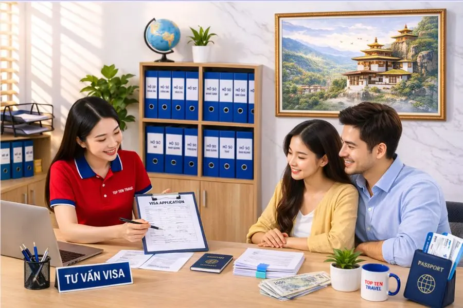 Khi đến với Top Ten Travel, du khách sẽ được tư vấn trọn gói về quy trình xin visa Bhutan