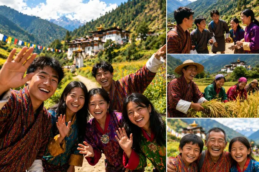 Người dân Bhutan sở hữu đức tính hiền hòa, chân thành và luôn toát lên sự an nhiên trong từng ánh nhìn, nụ cười