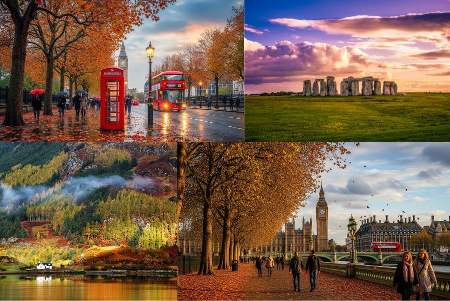 Mùa thu nước Anh là thời điểm thiên nhiên bừng tỉnh trong sắc lá vàng rực rỡ