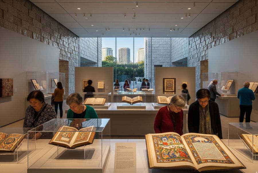 Du khách có thể đến với The Getty Center để chiêm ngưỡng những cuốn sách và bản thảo quý hiếm
