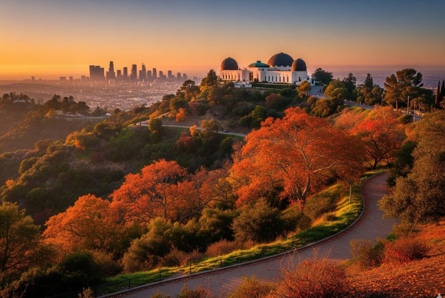 Griffith Park mùa thu được bao bọc bở sắc đỏ vàng của những hàng cây thay lá