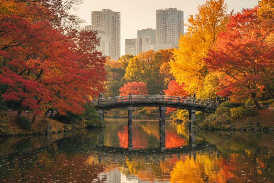 Từ cuối tháng 10 đến giữa tháng 12 là thời điểm Shinjuku Gyoen bước vào mùa đẹp nhất trong năm