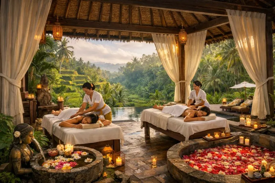 Spa tại Ubud mang phong cách yên bình với ruộng bậc thang trải dài và những khu rừng nhiệt đới nguyên sơ