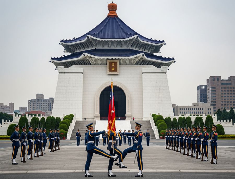 Nghi thức đổi gác danh dự tại Đài Tưởng Niệm Tưởng Giới Thạch