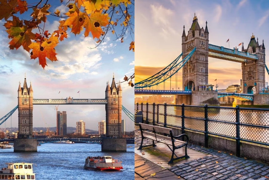 Tower Bridge lấp lánh trong nắng thu đẹp như một bức tranh cổ tích giữa lòng London