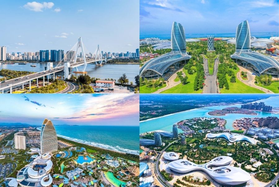 Thành phố Hải Khẩu hiện đại với cây cầu biểu tượng vắt ngang sông lộng lẫy