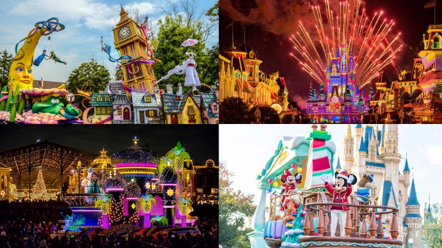 Một trong những điểm nhấn không thể bỏ qua tại Tokyo Disneyland chính là những buổi diễu hành hoành tráng và những màn trình diễn ánh sáng lung linh