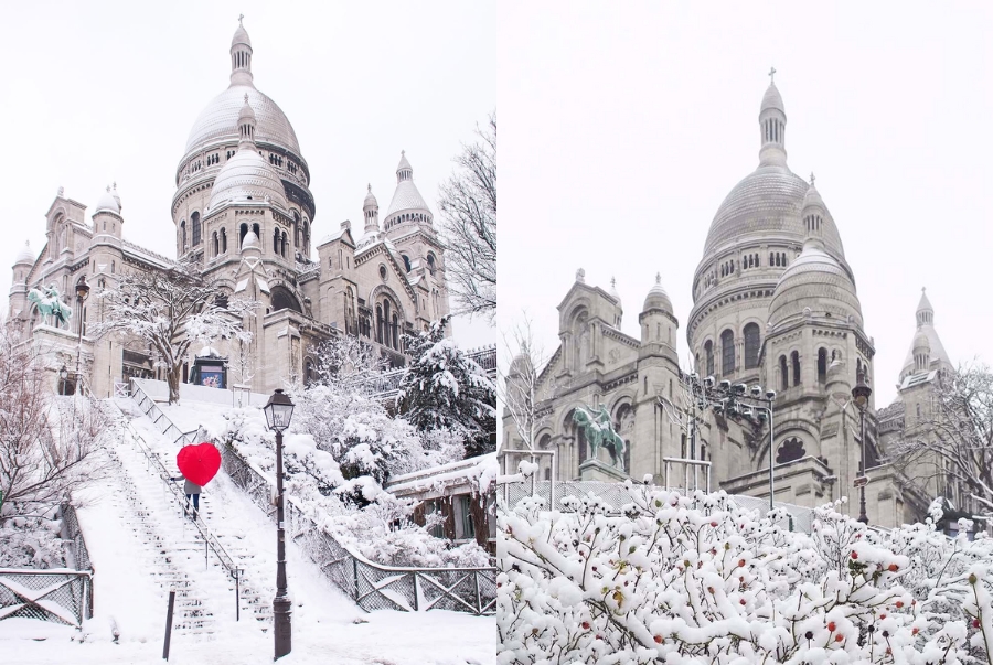 Nhà thờ Sacré Coeur là biểu tượng của Montmartre nằm trên đỉnh đồi cao