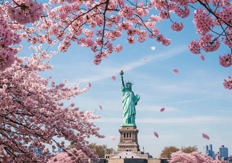 Vẻ đẹp mong manh của những cánh hoa anh đào tạo nên một khung cảnh lãng mạn