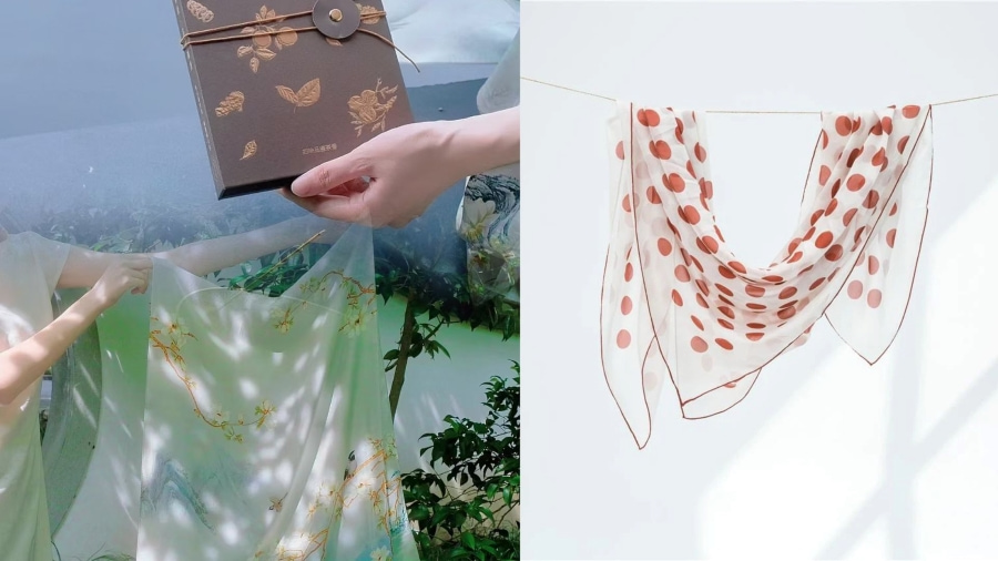 Khăn lụa là một món quà lưu niệm Hàng Châu tinh tế và duyên dáng, phù hợp cho phái nữ
