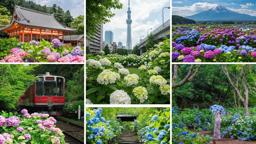 Du lịch Nhật Bản mùa hè quyến rũ du khách bởi sắc cẩm tú cầu rực rỡ, tạo nên khung cảnh vô cùng lãng mạn