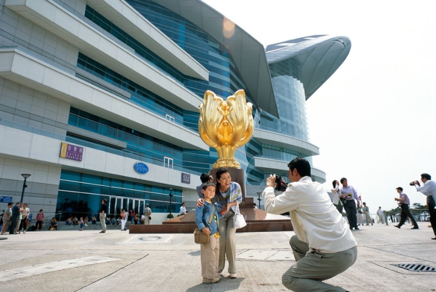 Điểm nhấn của quảng trường Kim Tử Kinh là bông hoa tử kinh dát vàng