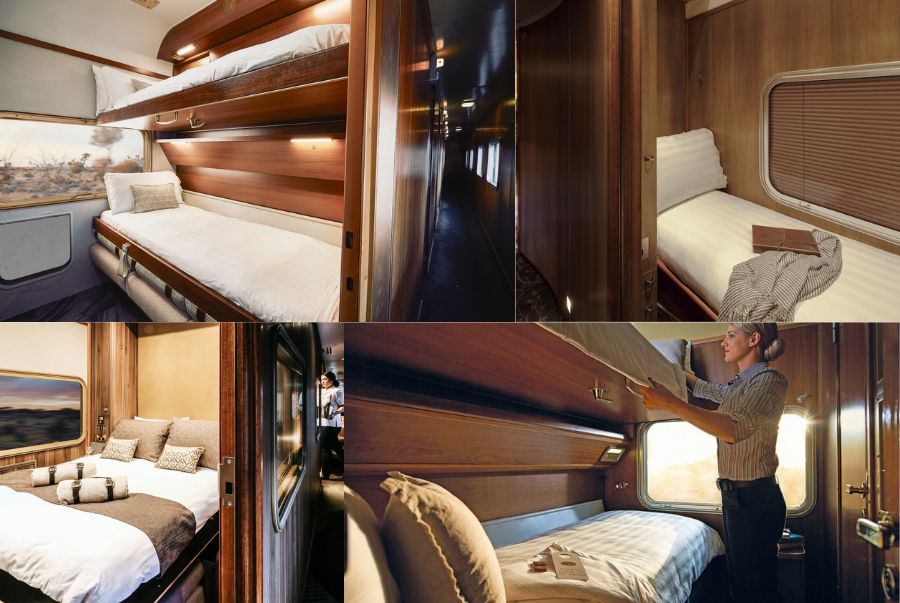 Các khoang ngủ được thiết kế hiện đại với giường gấp, phòng vệ sinh riêng, đem đến sự tiện lợi tối đa