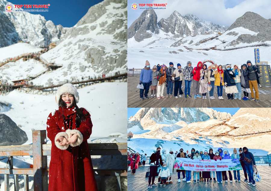 Khung cảnh thiên nhiên hùng vĩ trên đỉnh Núi Tuyết Ngọc Long