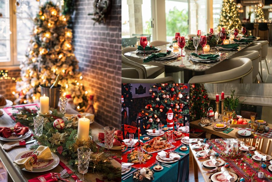 Bàn ăn tại giáng sinh không đơn thuần là nơi dùng bữa mà còn là tâm điểm của sự đoàn viên