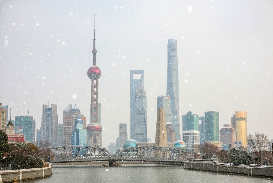 Thượng Hải mùa đông mang một sắc thái hiện đại trái ngược với vẻ cổ kính phía Bắc