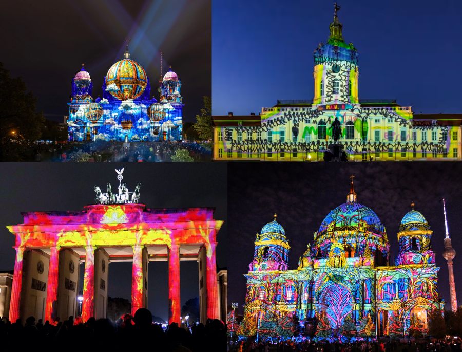 Trong suốt thời gian diễn ra lễ hội, có hơn 70 công trình biểu tượng của thành phố được biến thành những tác phẩm nghệ thuật đặc sắc