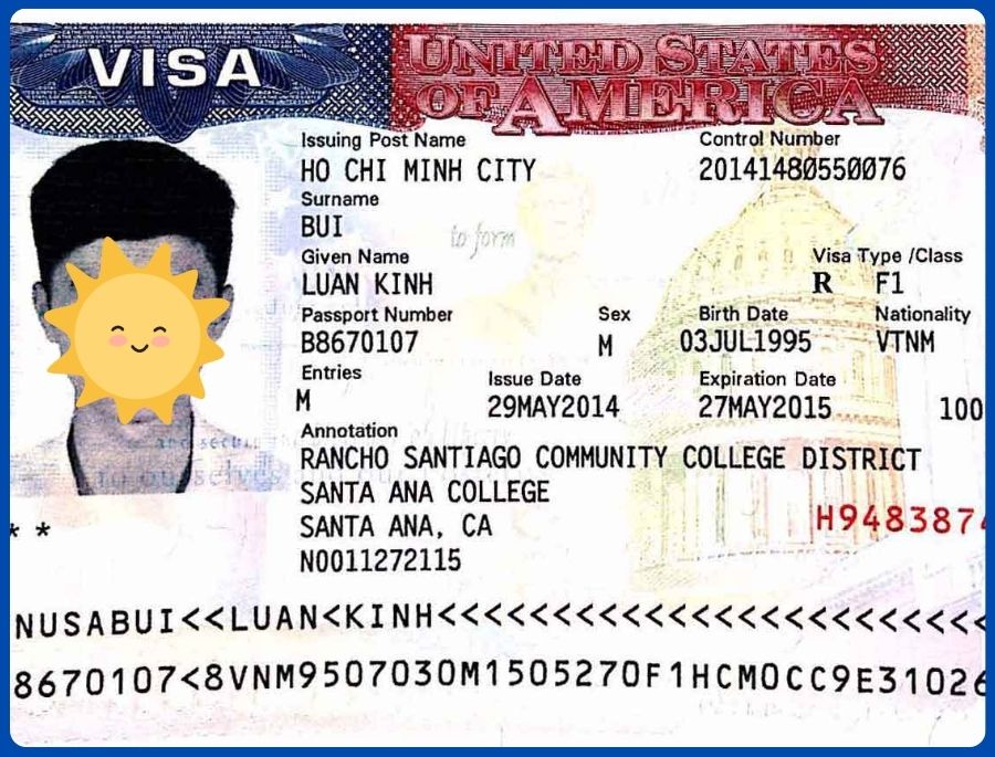 Thông tin cá nhân như họ tên và ngày tháng năm sinh là dữ liệu quan trọng nhất trên visa Mỹ