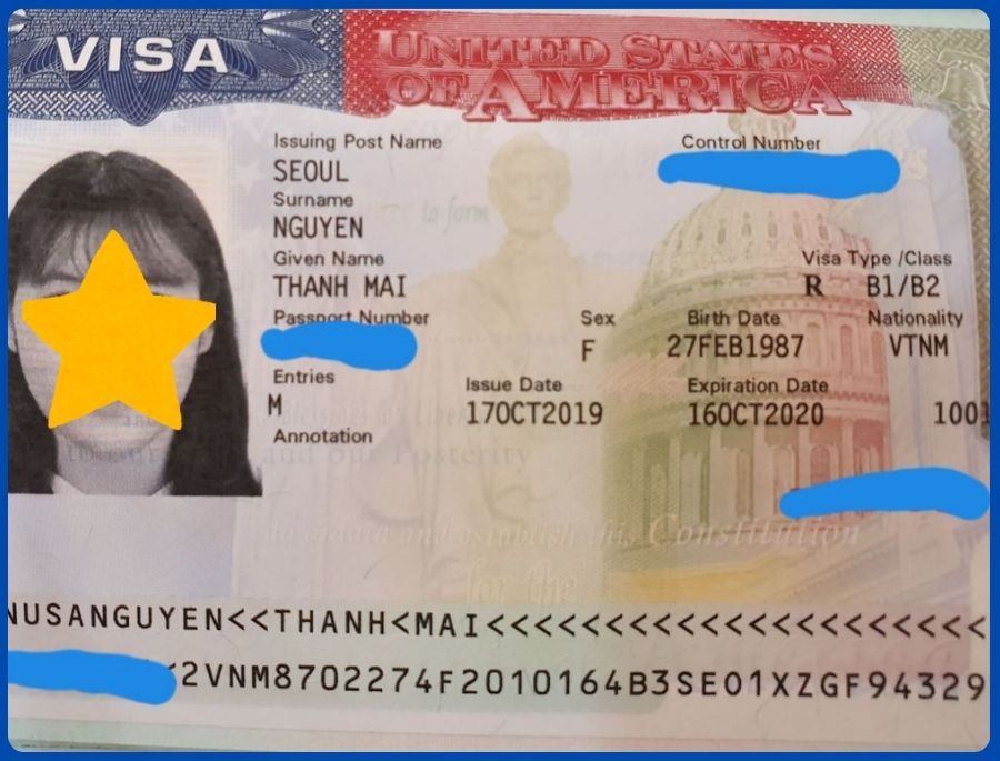 Các ký hiệu B1, B2 là mục đích làm visa Mỹ của Bạn