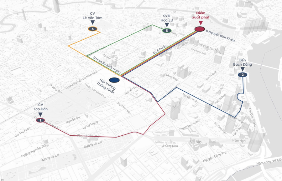 Lộ trình diễu binh, diễu hành ﻿30/4 tại TP.HCM (Nguồn: Báo VnExpress)