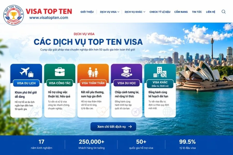 Các loại hình dịch vụ visa phổ biến tại Top Ten Travel
