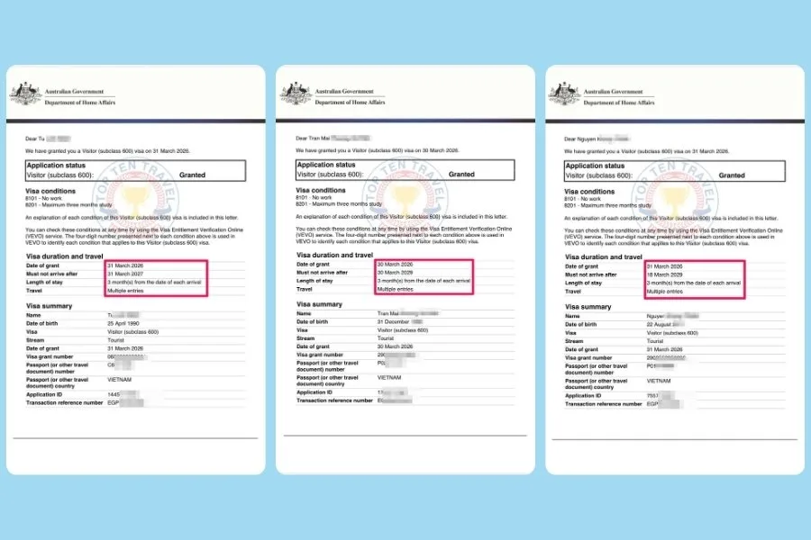 Top Ten Travel chuyên hỗ trợ du khách xin visa Úc với các thời hạn khác nhau