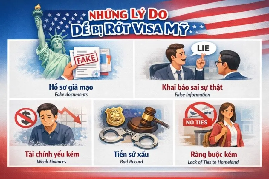 Một số các lý do cơ bản khiến Bạn dễ bị rớt hồ sơ xin visa Mỹ