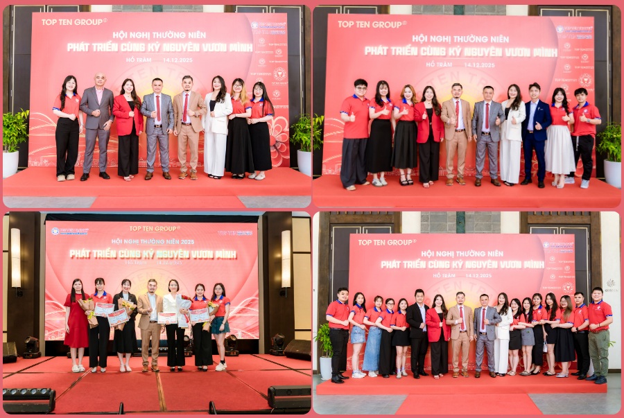 Tập thể Cán Bộ Nhân Viên Công Ty Top Ten Immigration & Khối Văn Phòng Top Ten Group chụp ảnh lưu niệm tại Hội Nghị