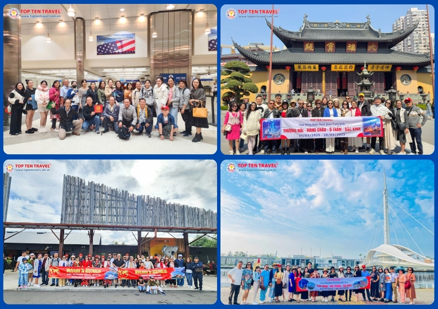 Đoàn khách Top Ten Travel trong hành trình khám phá các điểm đến nổi tiếng trên thế giới