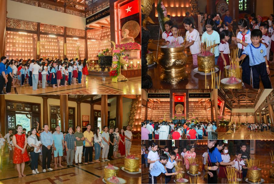  Nghi thức dâng hương trang nghiêm tại tượng đài Chủ tịch Hồ Chí Minh trong khuôn khổ chương trình "Trung Thu Cho Em"