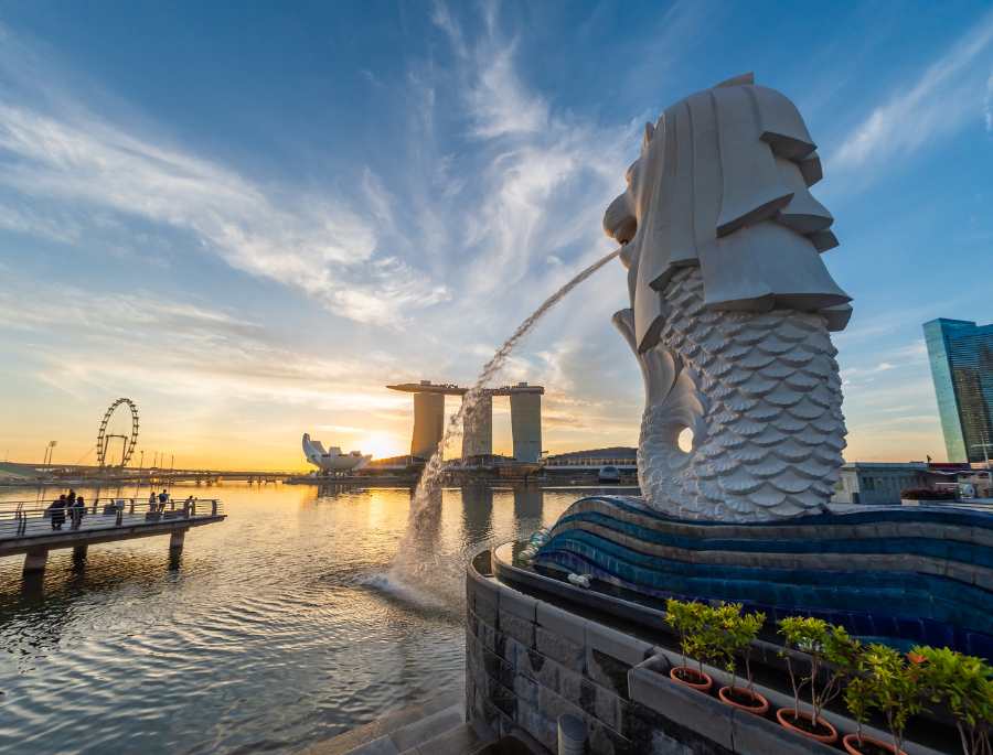 Merlion Park tuyệt đẹp vào mỗi buổi hoàng hôn