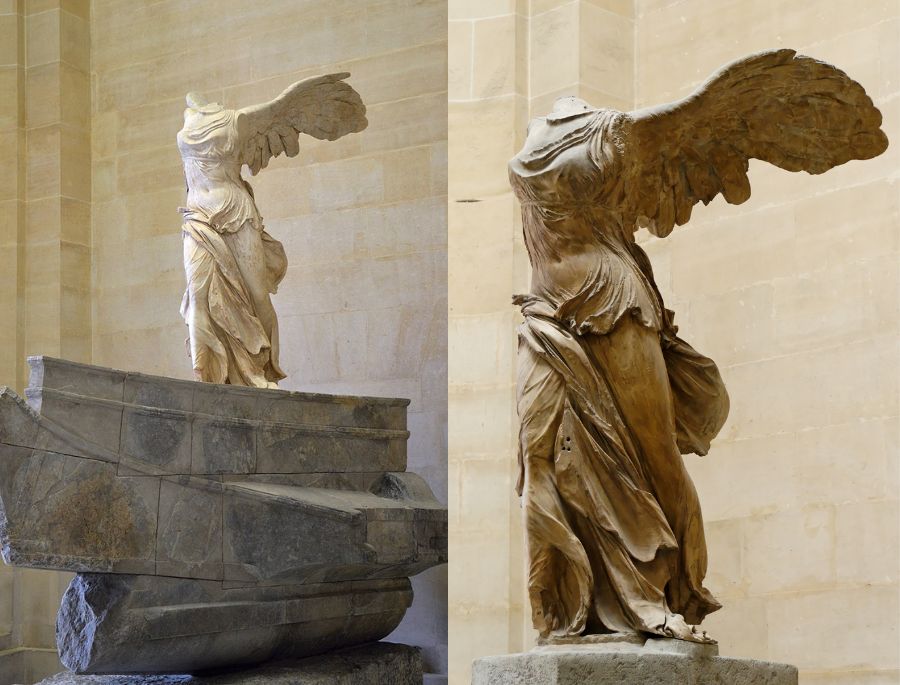 Hình ảnh tượng thần Nike của Samothrace sải cánh tung bay
