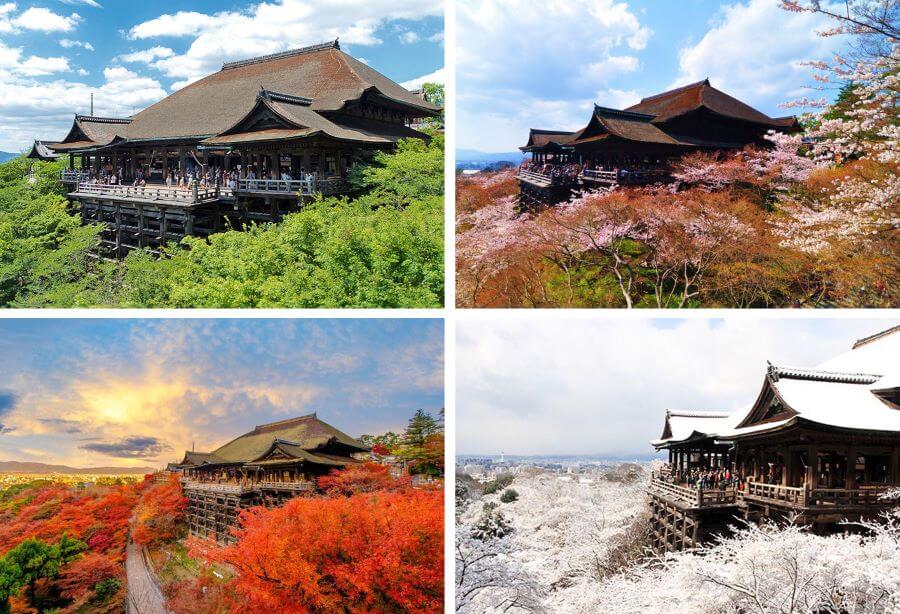 Kiyomizu-dera là một điểm du lịch nổi tiếng với không gian thanh tịnh và cảnh quan thiên nhiên bốn mùa tuyệt đẹp