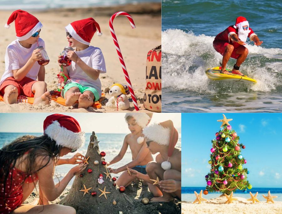 Các hoạt động tắm biển và vui chơi trên bãi biển vào dịp giáng sinh cuối năm tại úc