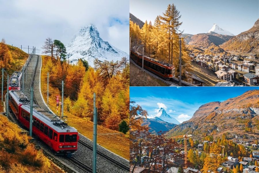 Mùa thu ở Zermatt rực rỡ sắc vàng ôm trọn đỉnh Matterhorn hùng vĩ