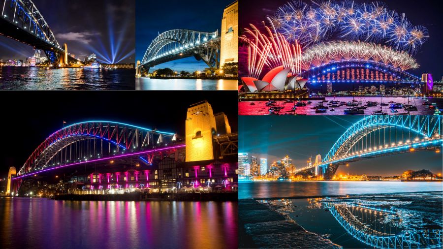 Khung cảnh Cầu Cảng Sydney về đêm