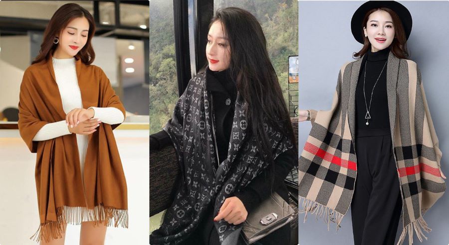 Phối khăn choàng theo phong cách vô cùng thời trang
