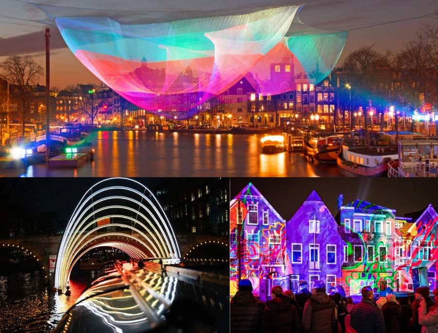 Các địa điểm ở thành phố được trang hoàng bằng ánh đèn rực rỡ