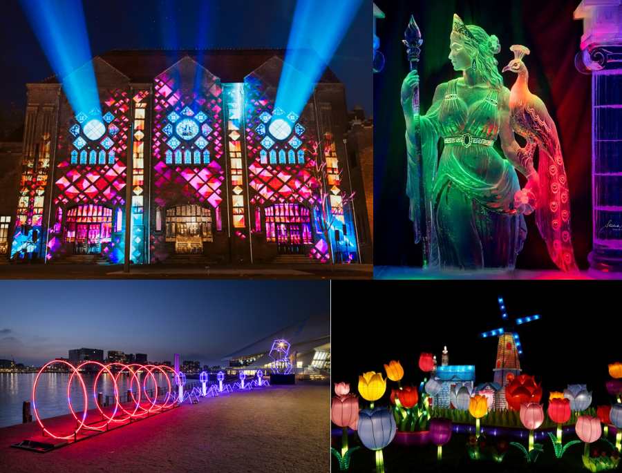 Những ngôi nhà, những biểu tượng được chiếu sáng lung linh huyền ảo