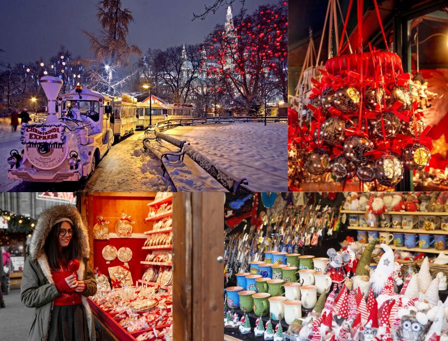 Các gian hàng tại khu chợ giáng sinh Vienna bày bán nhiều mặt hàng đa dạng