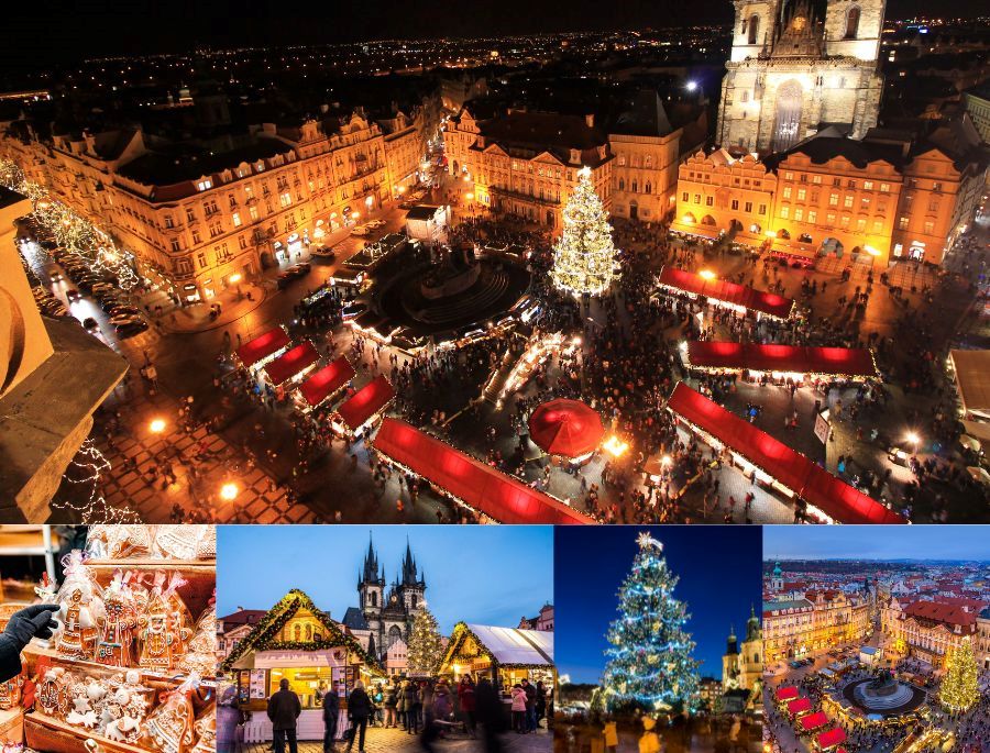 Khung cảnh đông đúc, nhộn nhịp tại khu chợ giáng sinh ở Prague