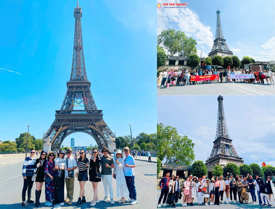 Đoàn khách Top Ten Travel tham quan và check in tại Tháp Eiffel nổi tiếng