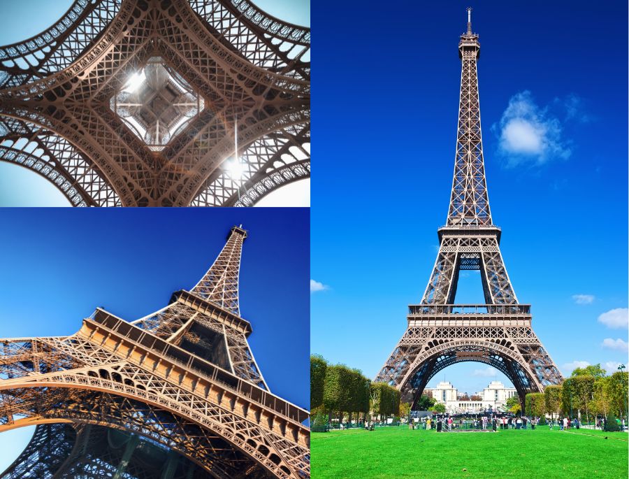 Tòa tháp Eiffel có kết cấu chắc chắn với 3 tầng riêng biệt