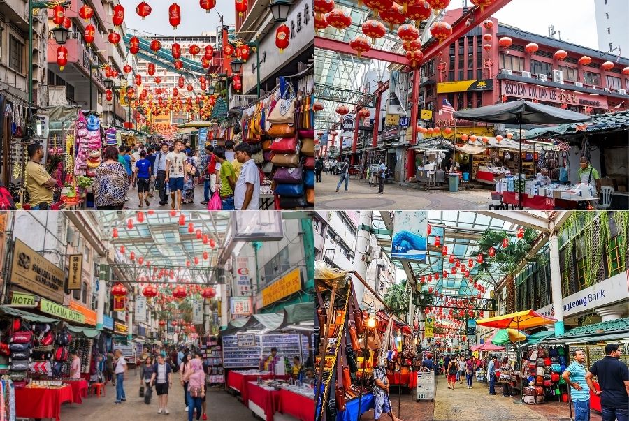 Không khí náo nhiệt của Phố Petaling với hàng trăm gian hàng san sát thu hút du khách