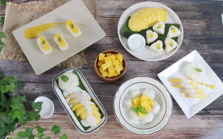 Món ăn tráng miệng Thái Lan này không chỉ chinh phục thực khách bởi hương vị mà còn bởi màu sắc vô cùng bắt mắt