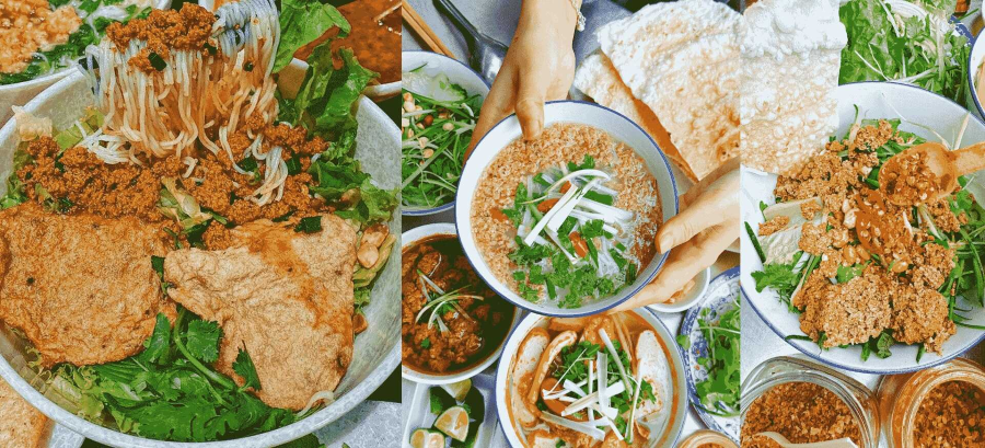 Bún rạm - món đặc sản Quy Nhơn này đặc biệt bởi nguyên liệu chính là rạm - loại hải sản tươi ngon, dồi dào tại vùng đầm Châu Trúc